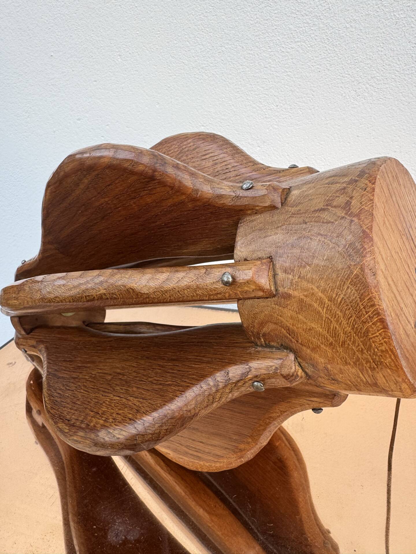 Brutalist teak wood lamp from the 1960s.