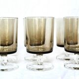 Set of 6 smoked digestive glasses - Vintage 70s style