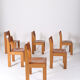 Chaises marron en cuir et bois, 1970s