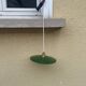 Vintage pendant light with green and white enamelled sheet metal lampshade and LED electricity