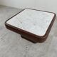 Table basse vintage en marbre et cuir par Desede, 1970
