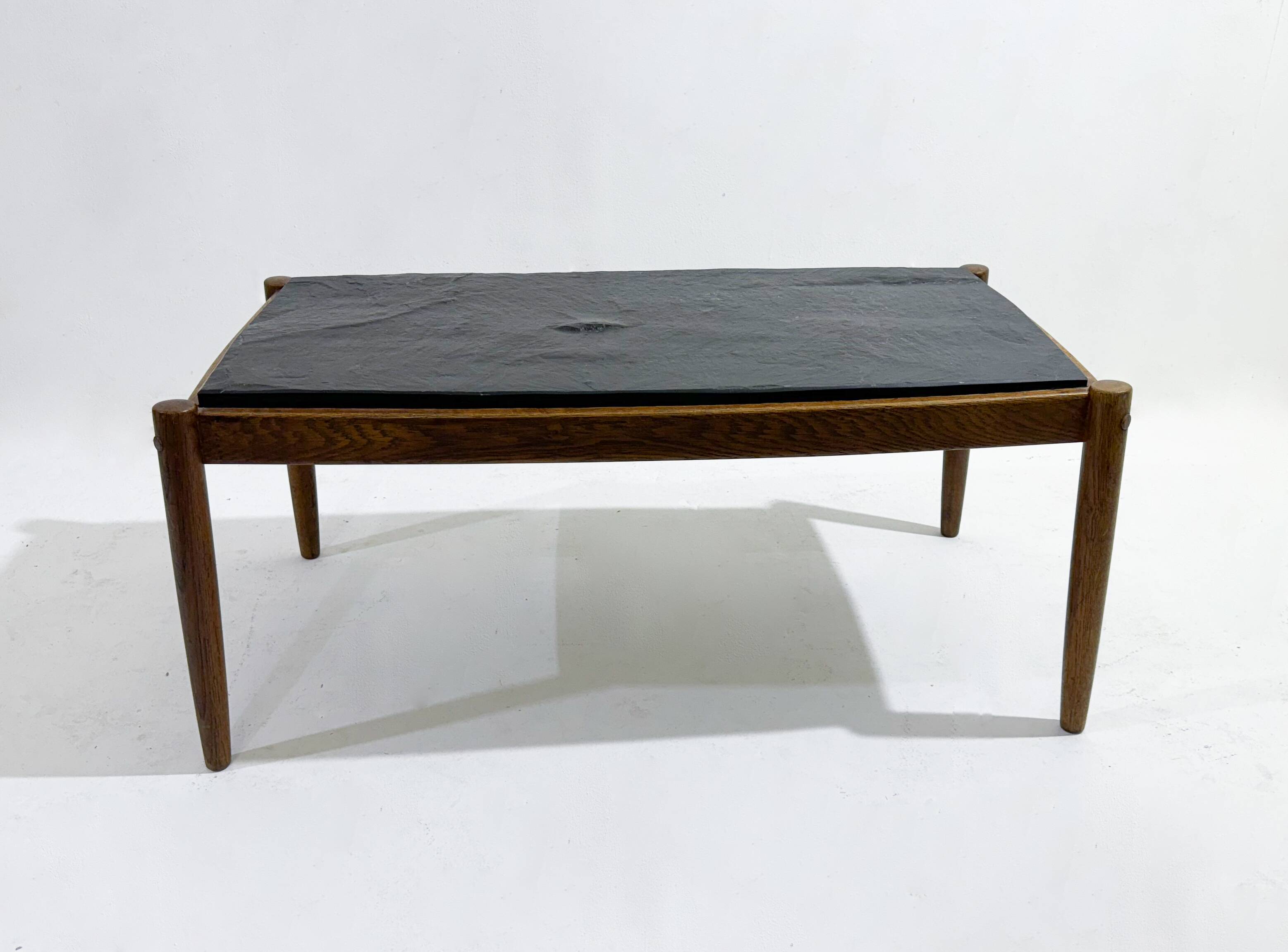Mid-Century Modern Coffee Table, Oak and Shale
