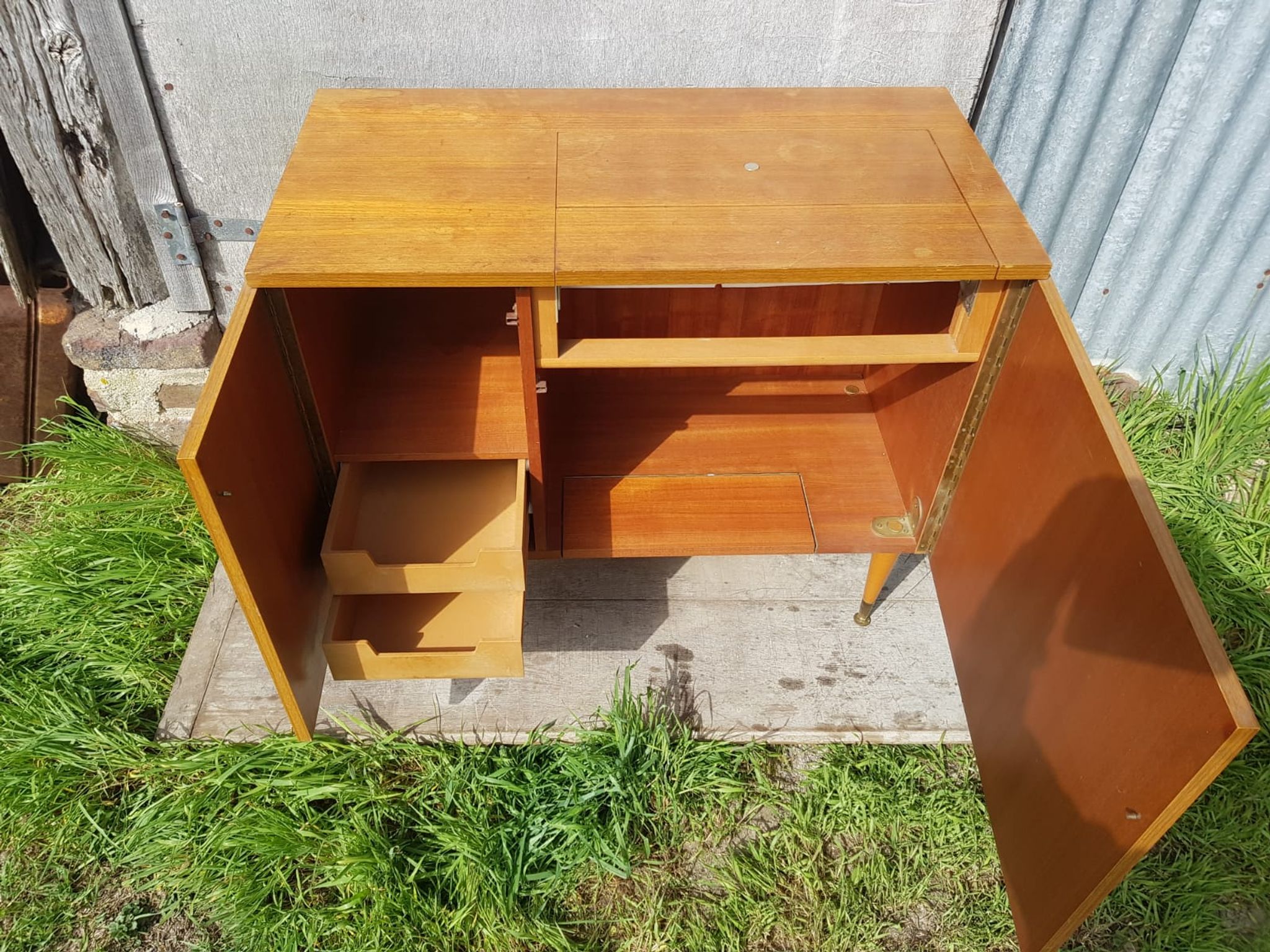 Old Furniture Machine To Sew SINGER Wood Feet Compas FRANCE Vintage
