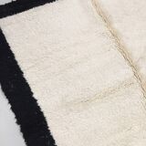 Moroccan Berber rug Beni Ouarain ecru and black 3x2.02m