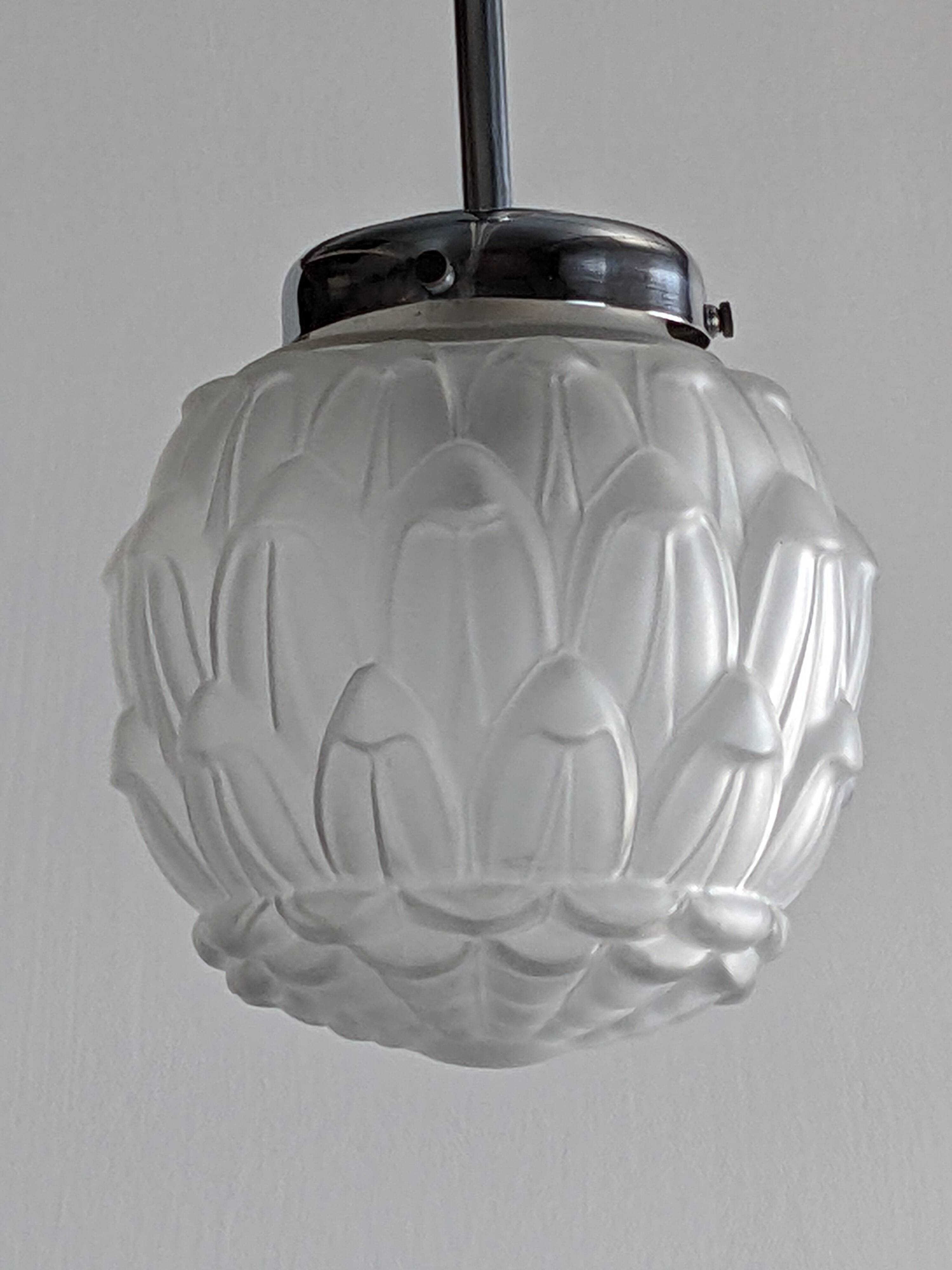 Art Deco frosted glass pendant light circa 1920