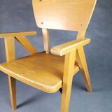 Vintage armchair child feet compass light wood
