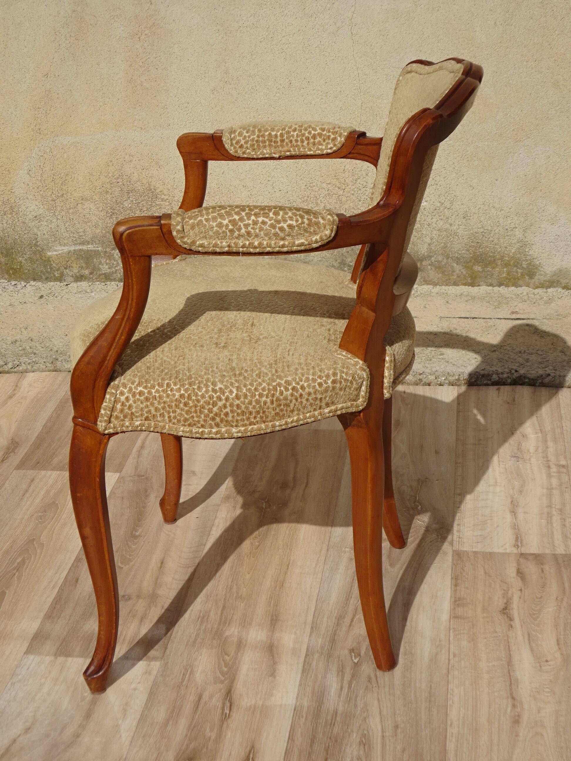 Pair of Louis XVI armchairs, upholstered in giraffe-pattern velvet