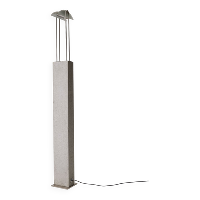 Lampadaire béton et verre, Pierre Lallemand, Moonlight 1990