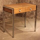 Small Desk 70 chrome leg laminated wood 2 drawers dressing table
