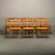 Razorblade style dining chairs by Henning Kjærnulf Oak and Leather Denmark