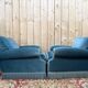 Pair of club armchairs – Napoleon III style – Blue-grey velvet – 19th century.