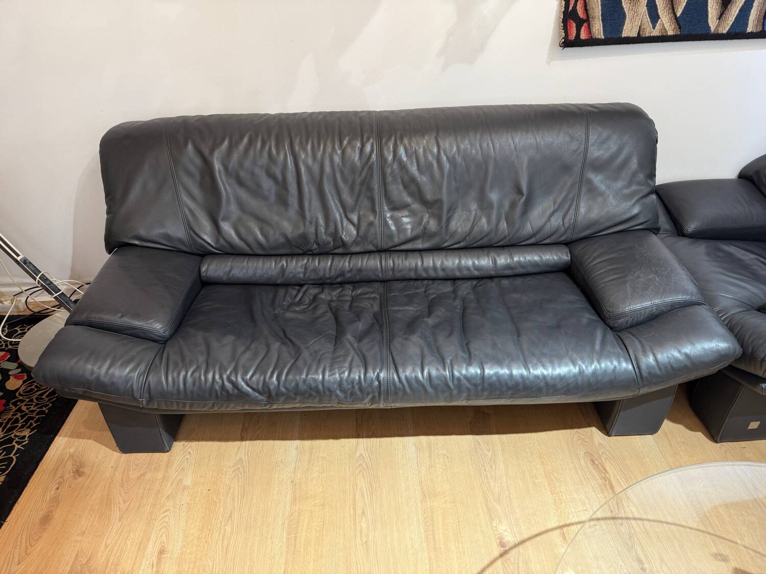 Canapé Postmoderne en Cuir par Nicoletti Salotti, Italie, 1980s