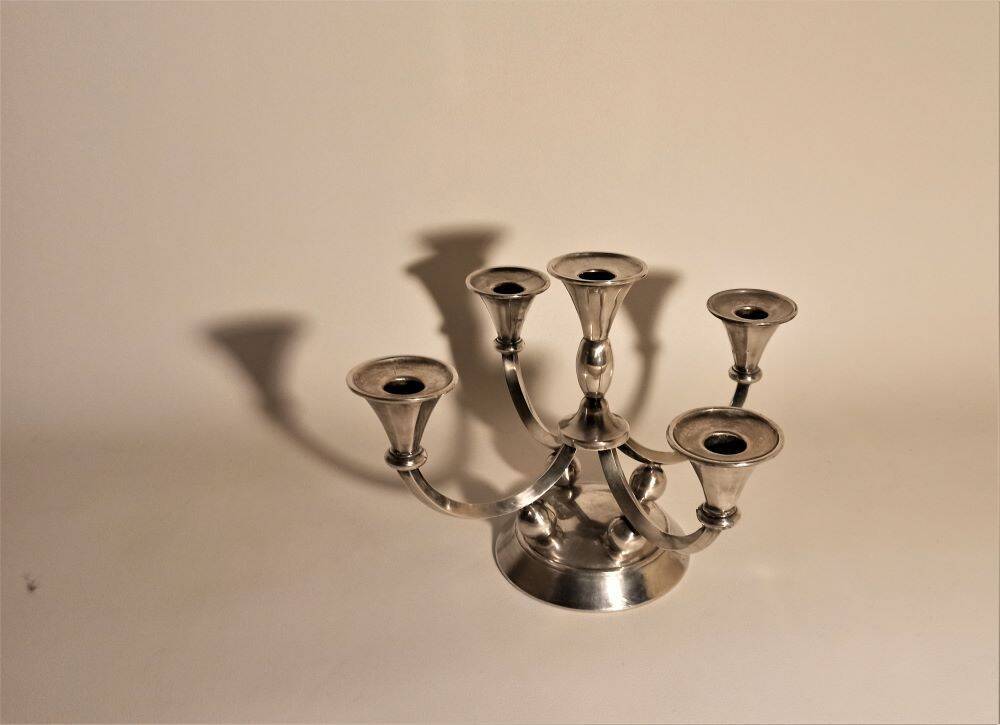 Candelabra 6 branches 50s silver metal