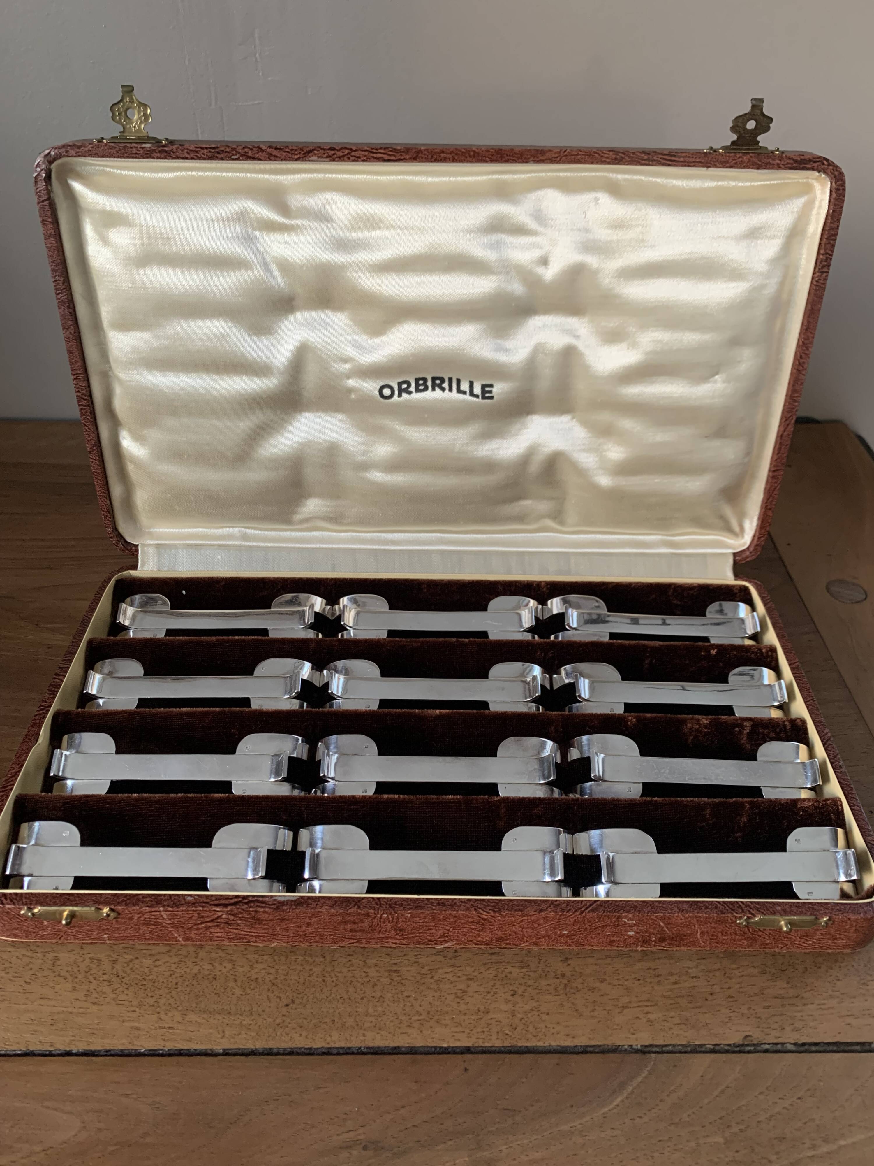 Box of 12 Orbrille silver-plated knife rests