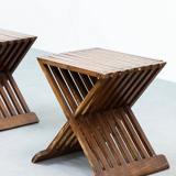 Pair of vintage wooden stools - Italy circa 1950