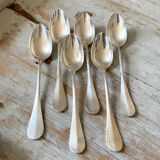 Series of 6 large silver metal spoons