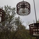 Chiseled glass and wicker suspension 1970