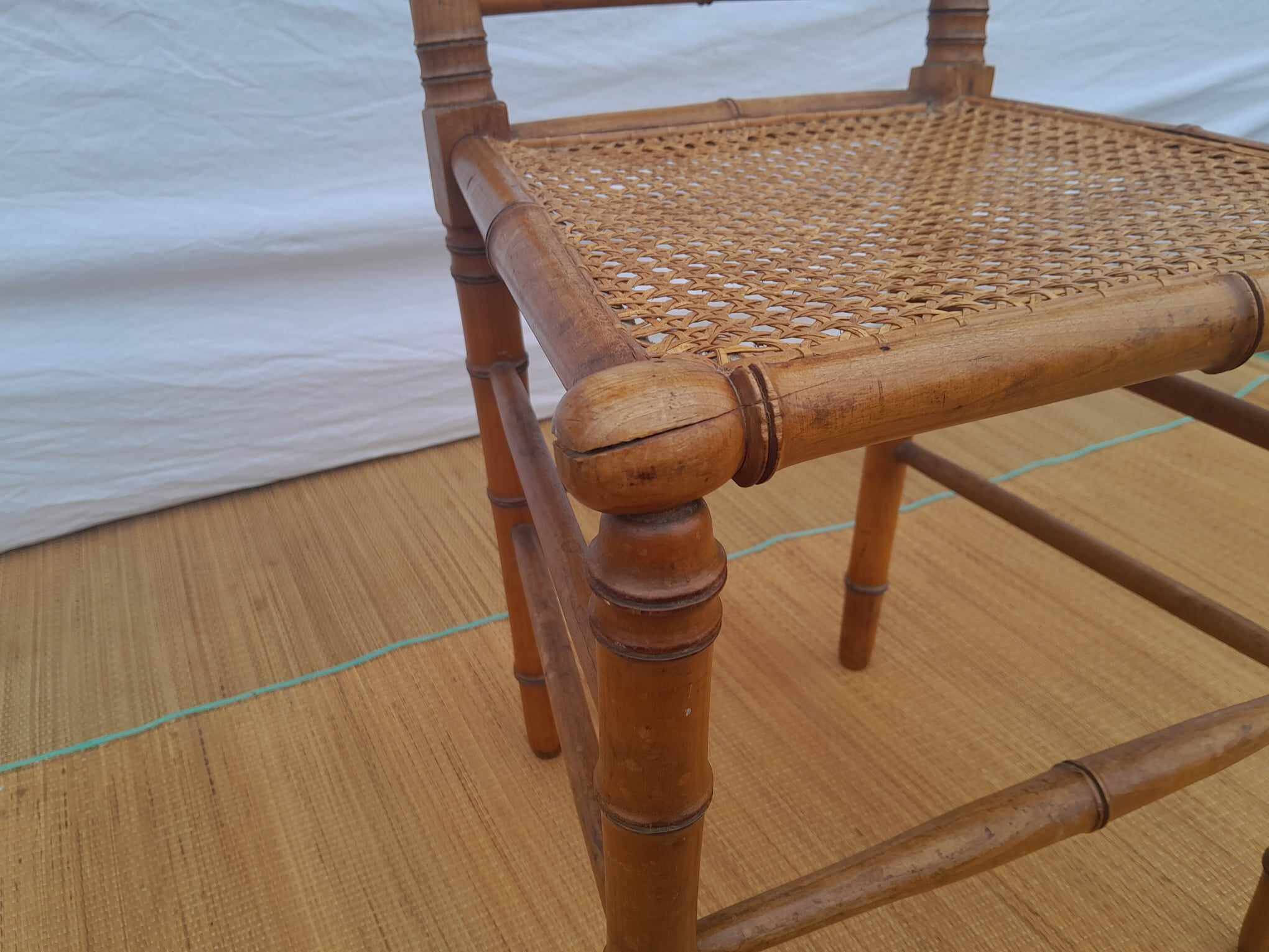 1930s caned bamboo chair