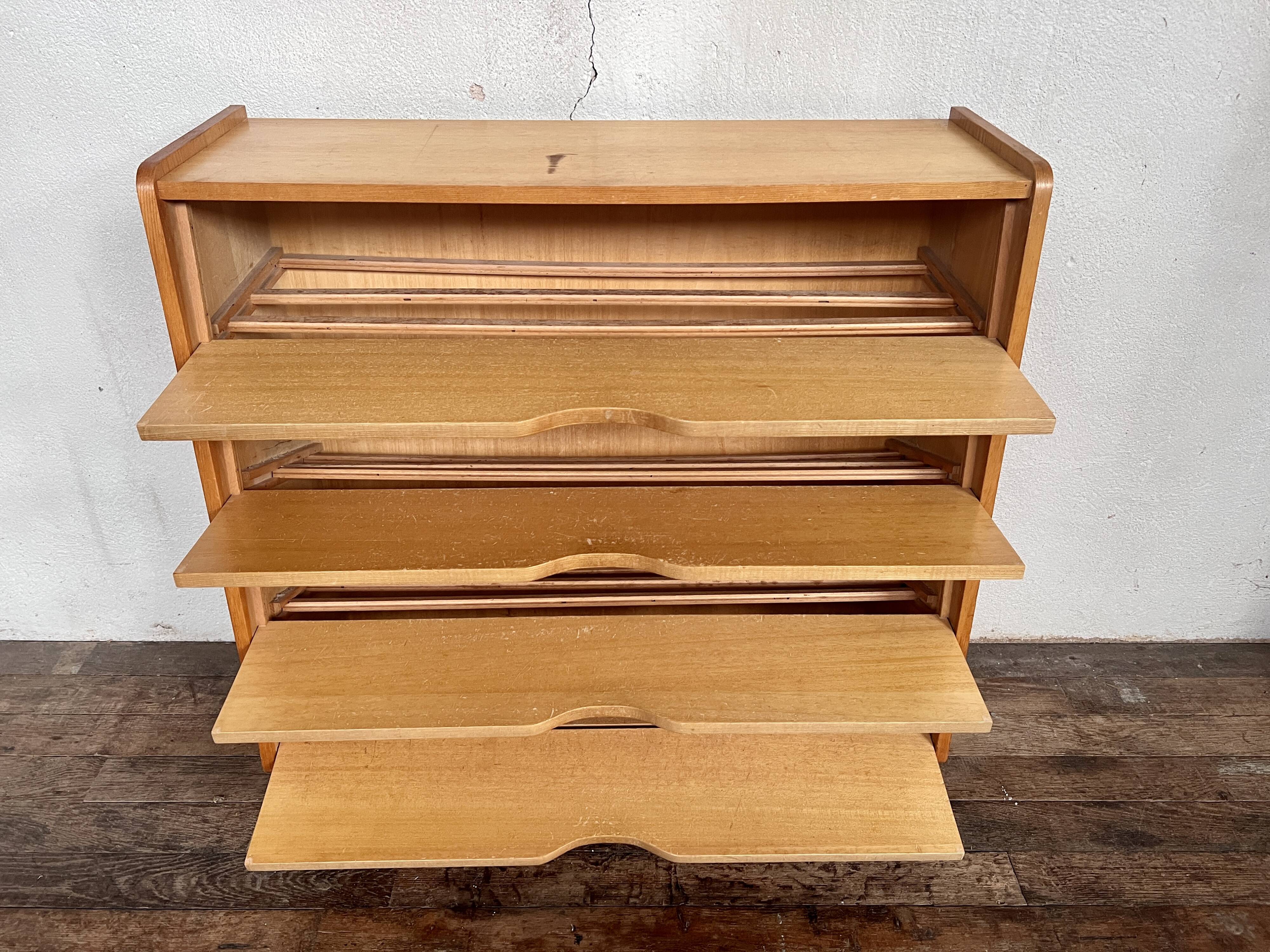 Modernist shoe cabinet 1960 in vintage ash