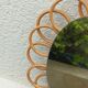 Miroir soleil ovale en rotin des années 70 25x31cm