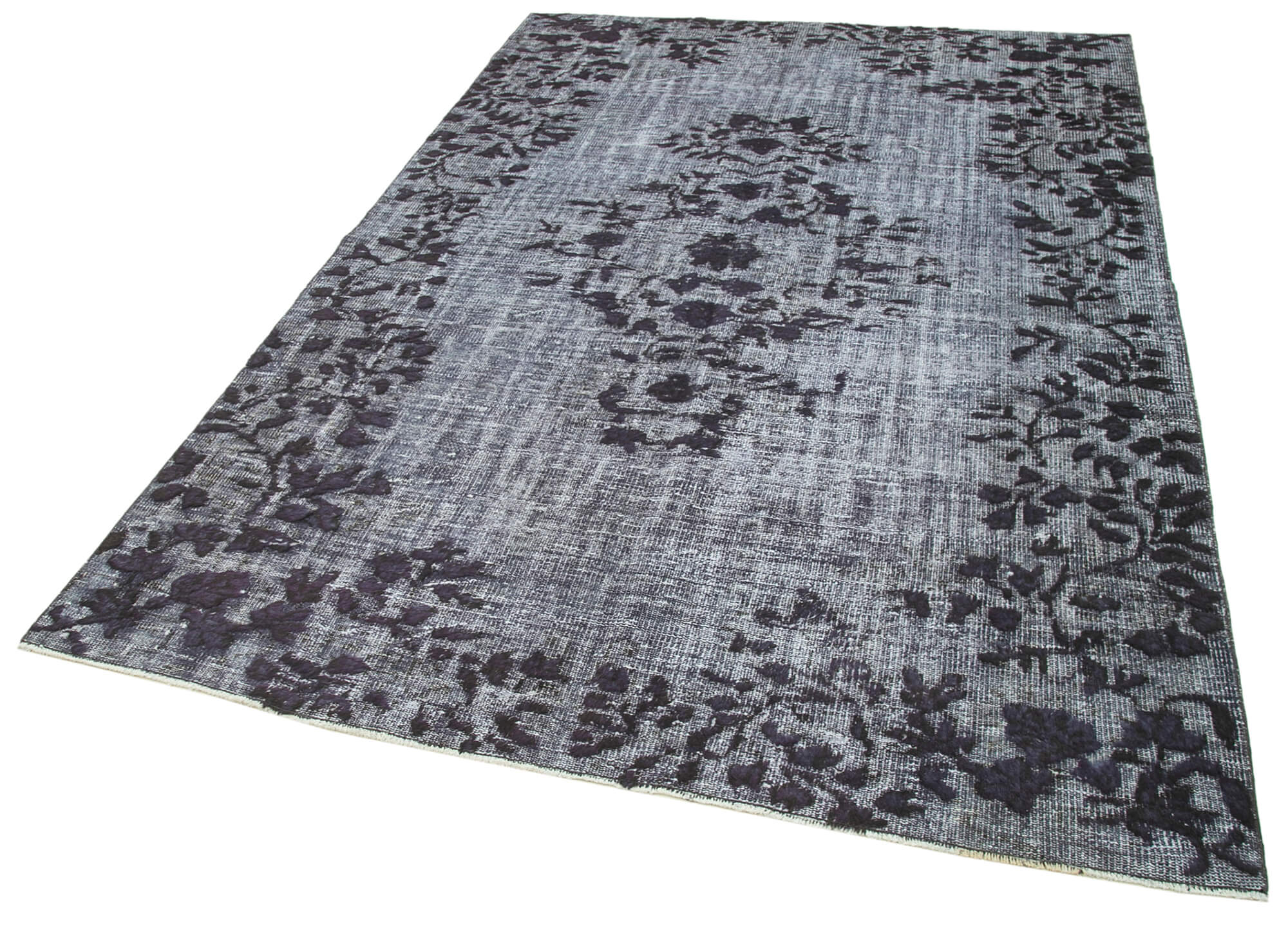 Handmade vintage turkish 1980s 178 cm x 270 cm grey carpet
