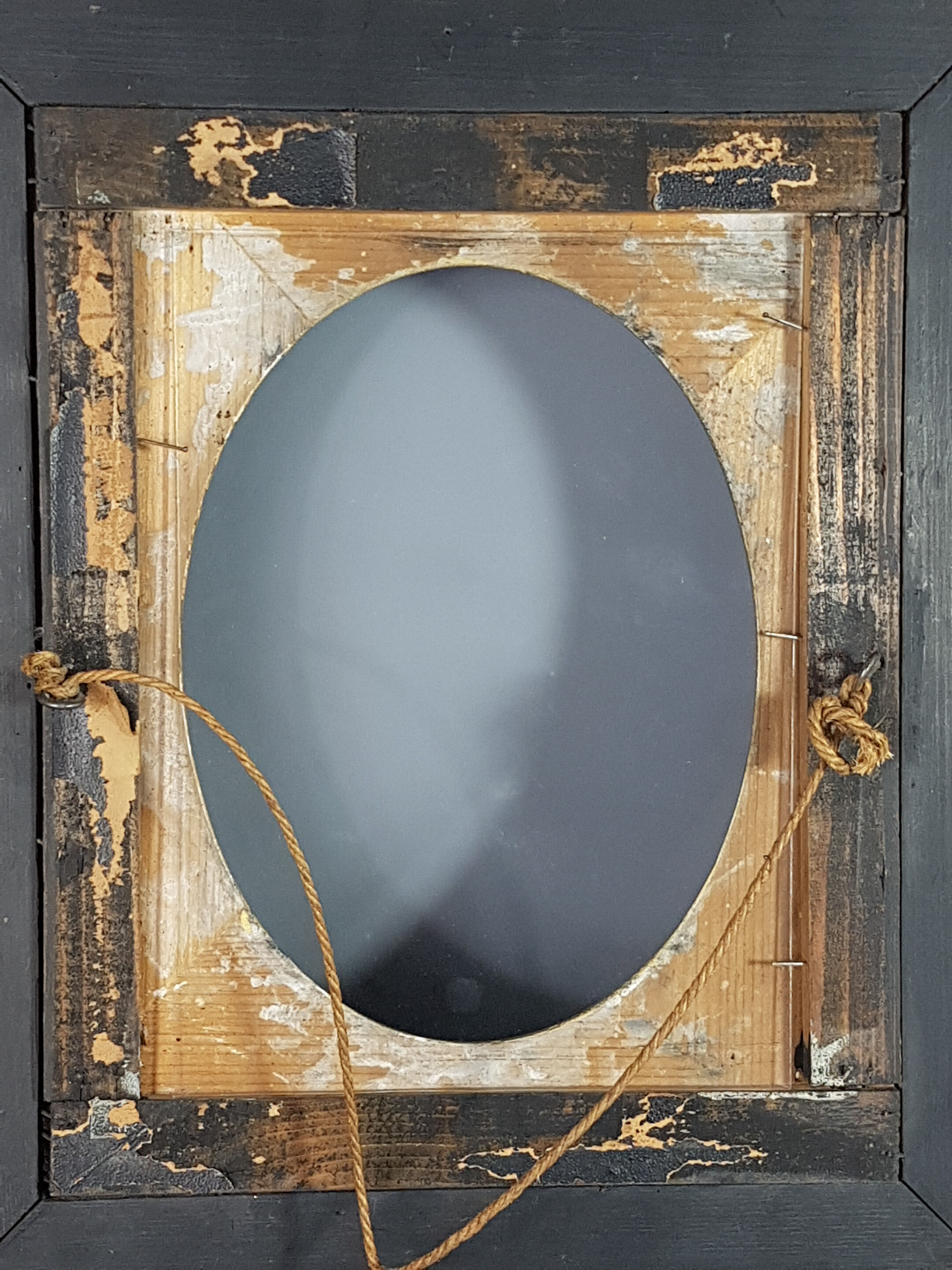 Napoleon III black and gold laqué frame, oval view 46x40 cm