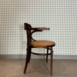 Baumann armchair in curved wood and canework