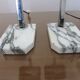 Pair of Art Deco lamps in chrome brass and Carrara marble 30s 40s