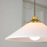 Space age italian plexiglas white saucer pendant lamp, 70s