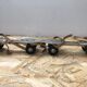 Old pair of roller skates midonn metal grey + straps vintage leather