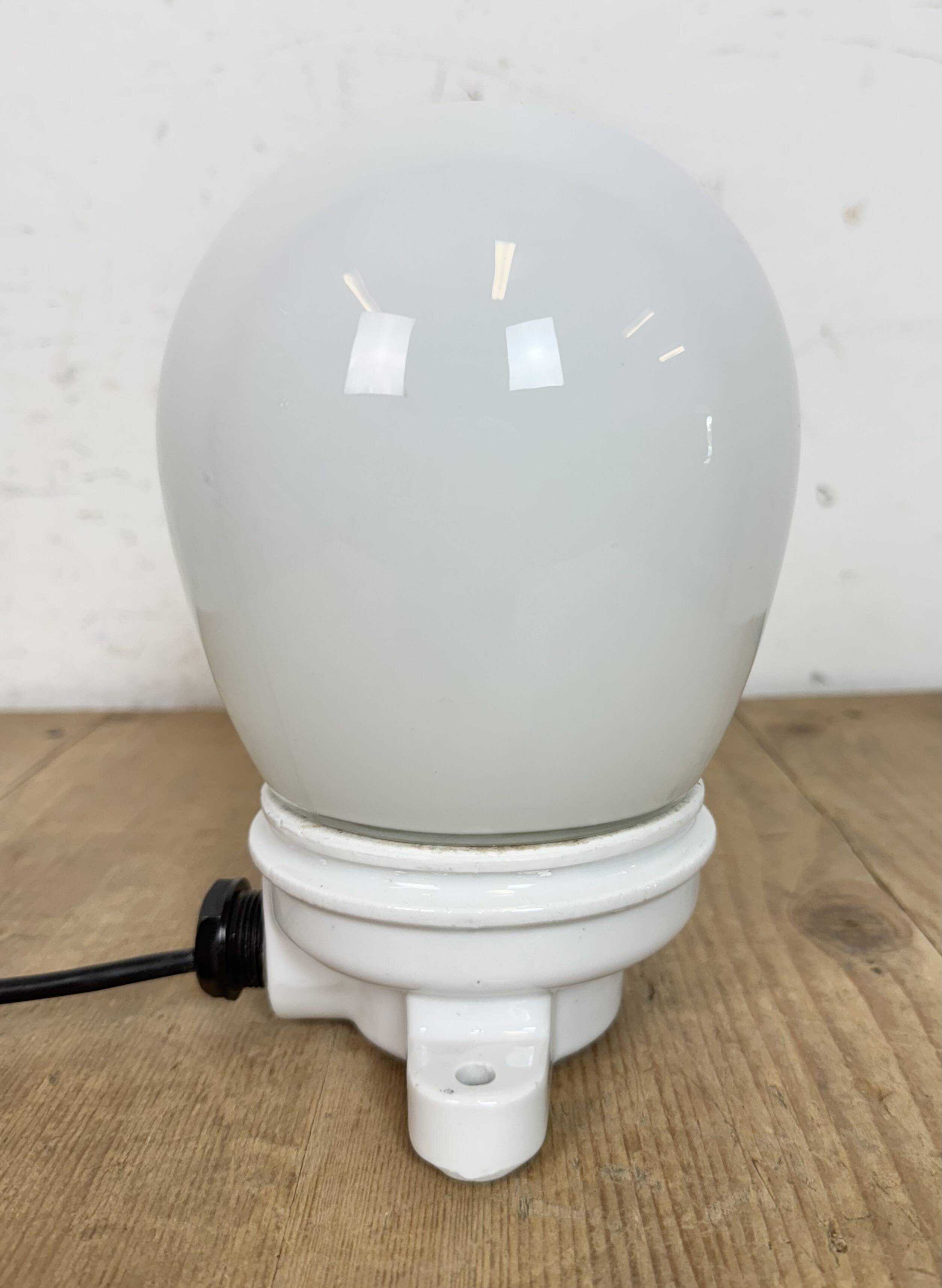 Vintage Porcelain Ceiling Light with Milk Glass , 1950s