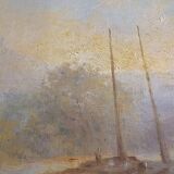 Oil on Canvas 19th Yvonac Annurey R "Barge"