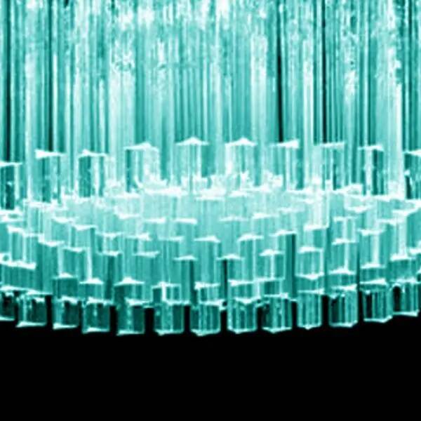 Mid-Century Modern Italian Light Blue Triedro "Concava" Chandelier