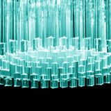 Mid-Century Modern Italian Light Blue Triedro "Concava" Chandelier