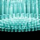 Mid-Century Modern Italian Light Blue Triedro "Concava" Chandelier