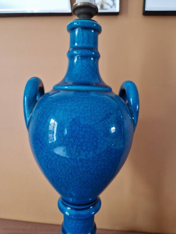 Pol Chambost (1906-1983) - Lamp base in blue crackled ceramic