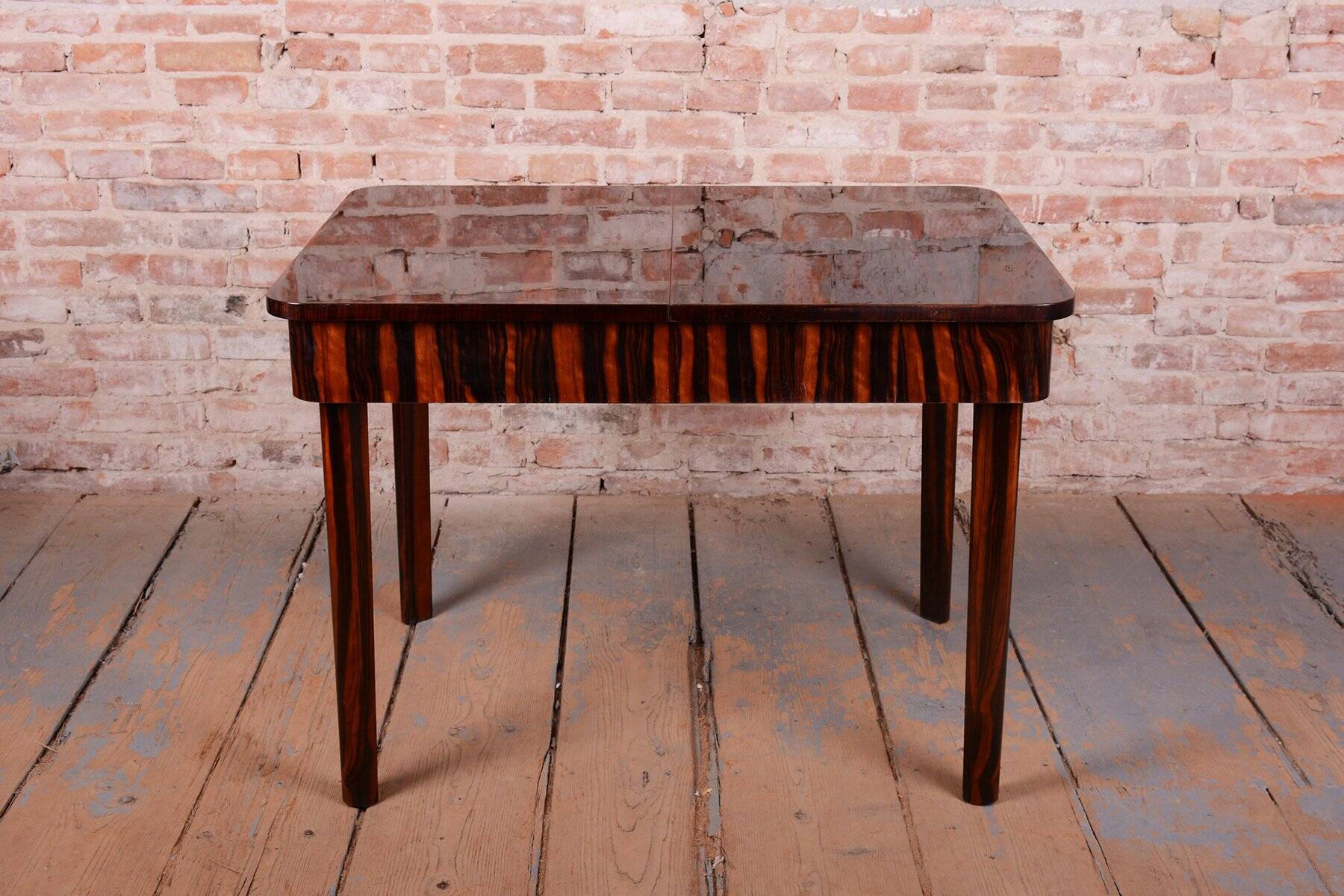 Art Deco Dining Set in Macassar and Leather by Oldřich Liška, Czech, 1920s, Set of 5