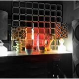Floor lamp with 2 opaline lights seventies