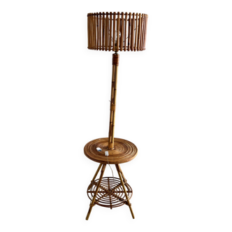 Bamboo and rattan floor lamp