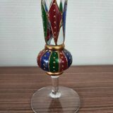 Set of two antique hand-painted glass king and queen bohemian decor