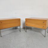 Paire de chevets scandinaves , bois et métal années 60