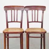 Set of 2 original vintage Thonet design bistro chairs with matte seats