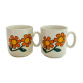2 cups 70s weismann porzellan italy floral pattern orange
