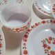 lot of arcopal scania dishes with small orange flowers flat plate, hollow dessert dish, one dish..