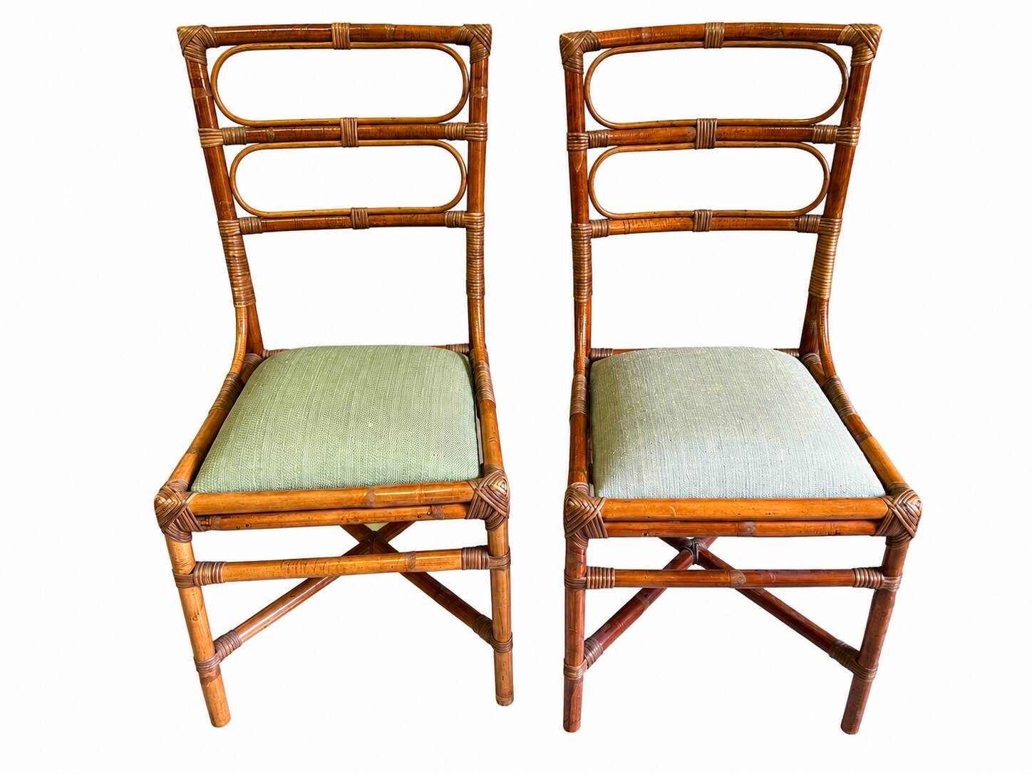 Pair of vintage rattan and bamboo chairs – Riviera spirit, 1970s