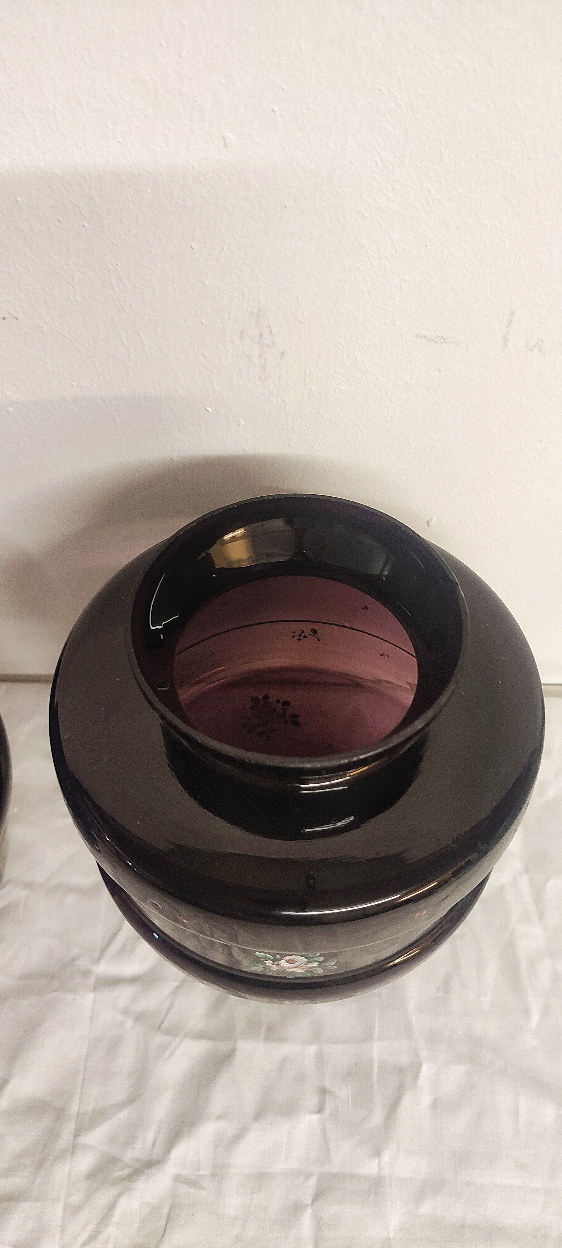 Pair of painted glass vases, France, 1940