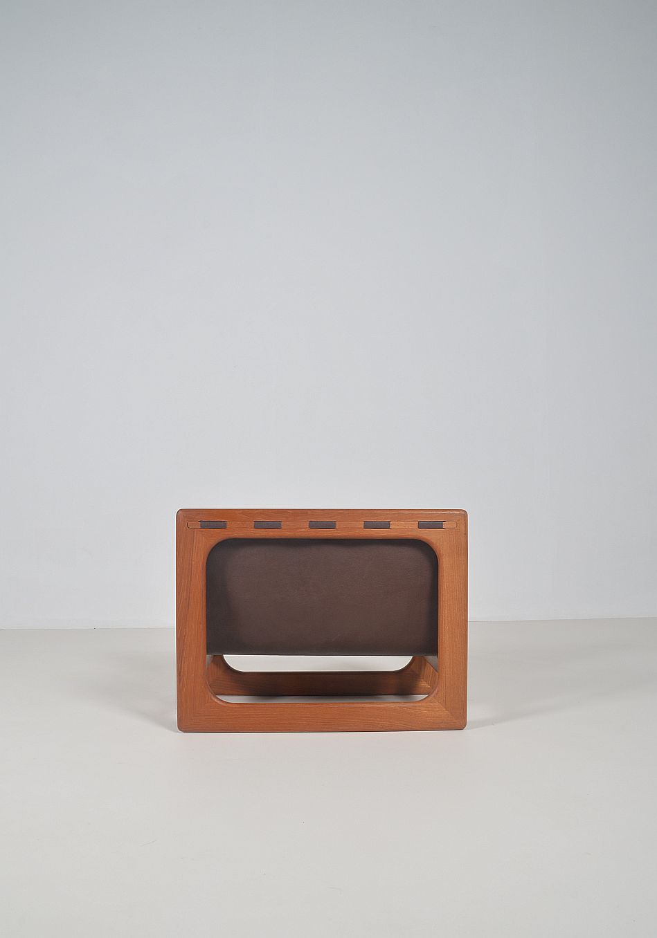 Danish teak & leather magazine holder by Salin Møbler, 1970s