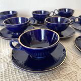 Midnight blue and gold coffee cups and saucers