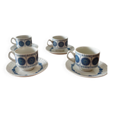 Vintage set of 4 Spanish Pontesa porcelain cups and saucers