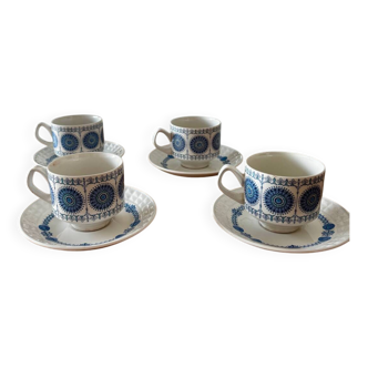 Vintage set of 4 Spanish Pontesa porcelain cups and saucers